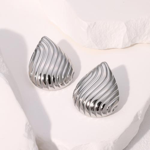 Stainless Steel Stud Earrings 304 Stainless Steel Teardrop plated fashion jewelry & for woman Sold By Pair