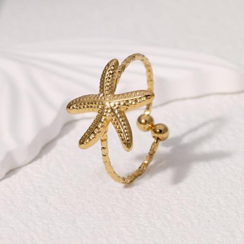 Stainless Steel Finger Ring 304 Stainless Steel Starfish plated fashion jewelry & for woman Sold By PC