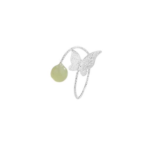 Brass Finger Ring Butterfly plated Imitation Hetian Jade & for woman Sold By PC