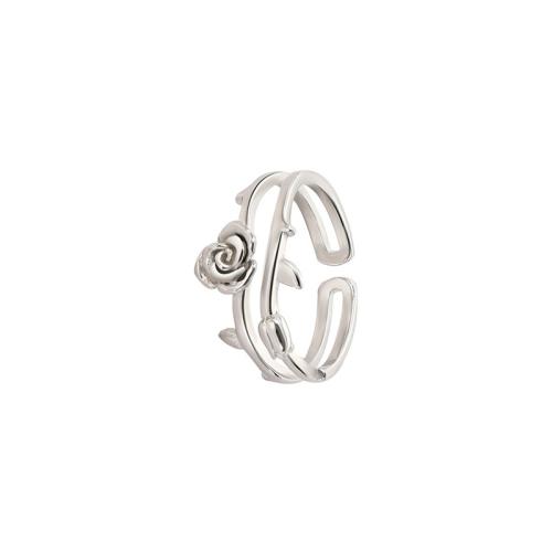 Brass Finger Ring petals plated for woman platinum color Sold By PC