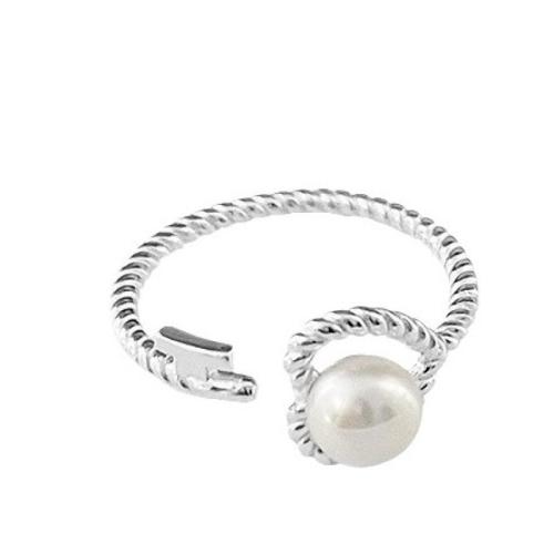 Mässing Finger Ring, med Plast Pearl, plated, för kvinna, fler färger för val, Säljs av PC