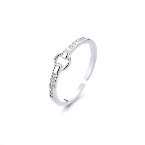 Cubique anneau en laiton Circonia Micro Pave, Placage, pavé de micro zircon & pour femme, couleur platine, Vendu par PC