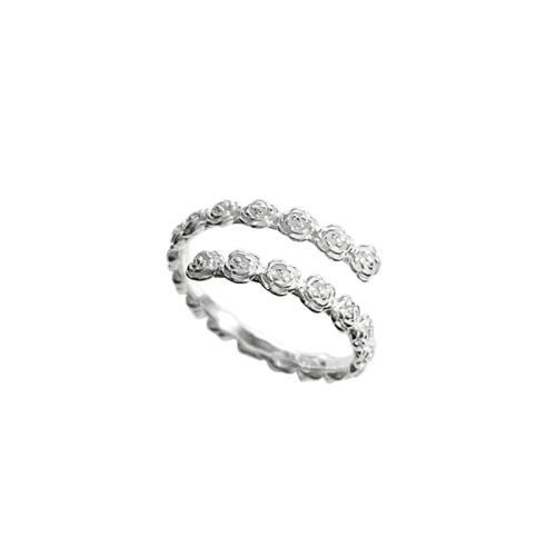 Mässing Finger Ring, Kronblad, plated, för kvinna, platina färg, Säljs av PC