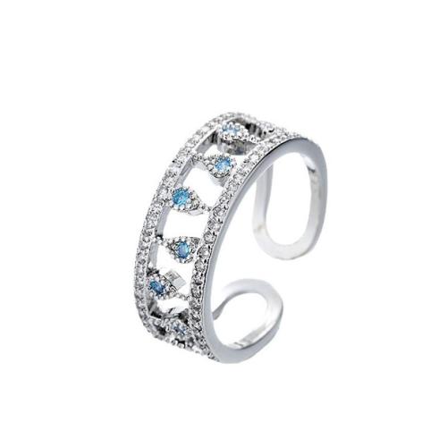 Cúbicos Circonia Micro Pave anillo de latón, metal, chapado, micro arcilla de zirconia cúbica & para mujer, color de platina, Vendido por UD