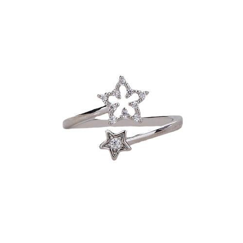 Cubic Zirconia Micro Pave Brass Ring Star plated micro pave cubic zirconia & for woman Sold By PC