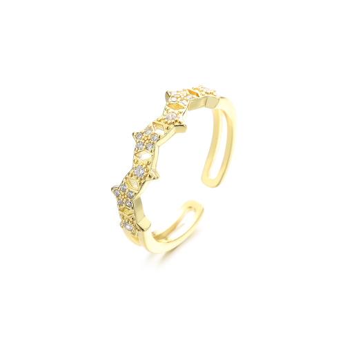 Cubic Zirconia Micro Pave Brass Ring Star plated micro pave cubic zirconia & for woman Sold By PC