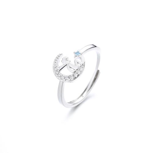 Kubieke Circonia Micro Pave Brass Ring, Messing, plated, micro pave zirconia & voor vrouw, platina kleur, Verkocht door PC