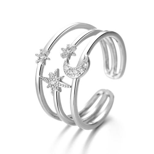 Cúbicos Circonia Micro Pave anillo de latón, metal, chapado, micro arcilla de zirconia cúbica & para mujer, color de platina, Vendido por UD