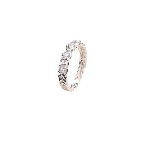 Kubieke Circonia Micro Pave Brass Ring, Messing, plated, micro pave zirconia & voor vrouw, platina kleur, Verkocht door PC