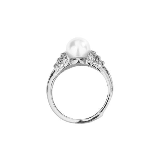 Cúbicos Circonia Micro Pave anillo de latón, metal, con Shell Pearl, chapado, micro arcilla de zirconia cúbica & para mujer, más colores para la opción, Vendido por UD