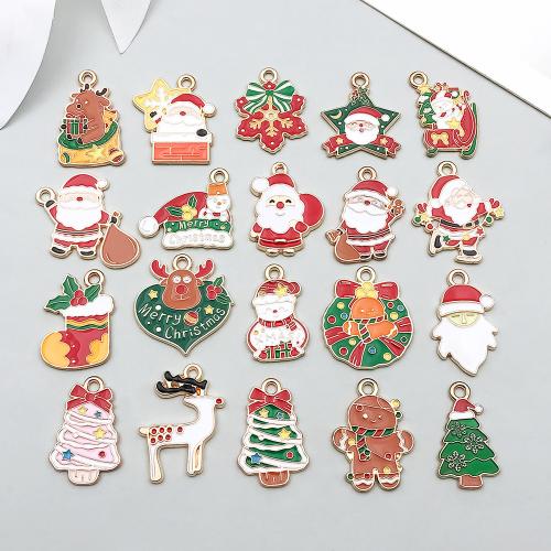 Zinc Alloy Enamel Pendants plated Christmas Design & DIY Sold By Bag