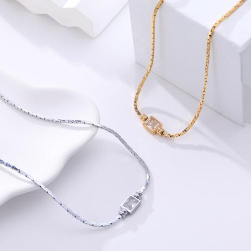 Stainless Steel Jewelry Necklace 304 Stainless Steel plated for woman & with rhinestone Length 41-50 cm Sold By PC