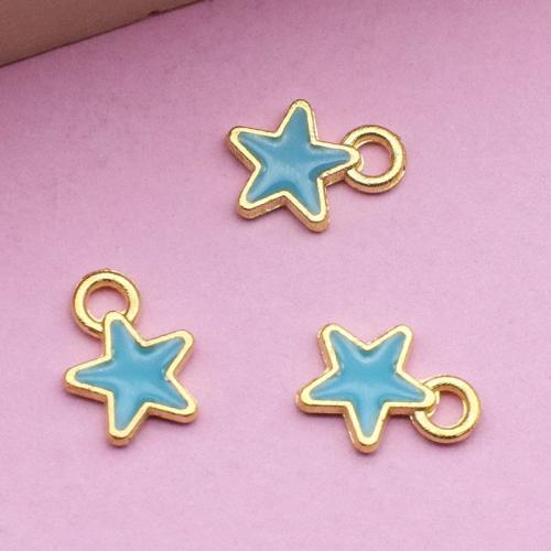 Sinc Alloy cruan Pendants, Star, plátáilte, DIY, 8x7mm, 100ríomhairí pearsanta/Mála, Díolta De réir Mála