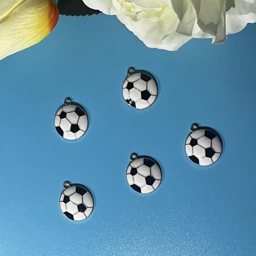 Zinc Alloy Enamel Pendants Football plated DIY Sold By Bag