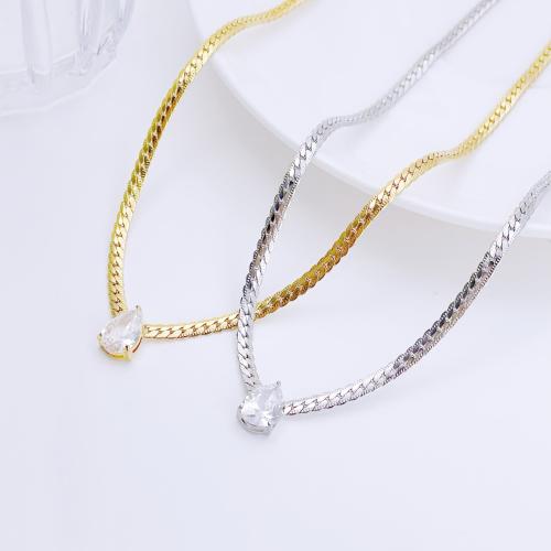 Stainless Steel Jewelry Necklace 304 Stainless Steel plated micro pave cubic zirconia & for woman Sold By PC