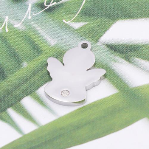 Stainless Steel Tag Charm 304 Stainless Steel plated DIY & with rhinestone Sold By Bag