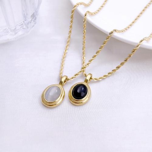 Stainless Steel Jewelry Necklace 304 Stainless Steel with Cats Eye plated for woman Length 51-80 cm Sold By PC