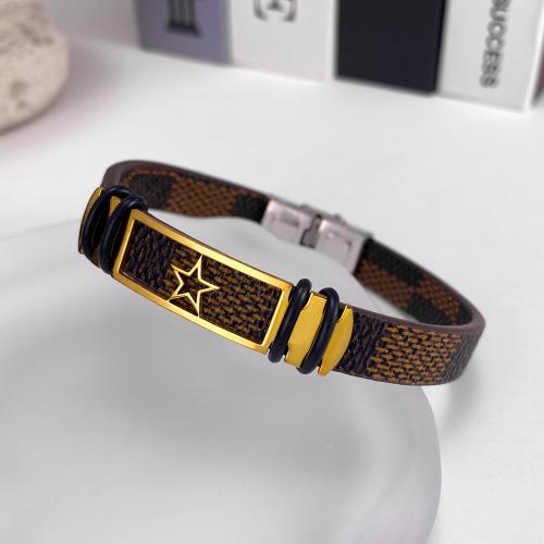 PU Leather Cord Bracelets plated for man Sold By PC