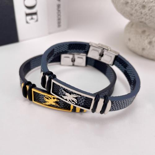 PU leder koord armbanden, plated, voor de mens, meer kleuren voor de keuze, 205mm, Verkocht door PC