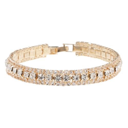 Bracciale in lega di zinco, lega in zinco, with strass, placcato, gioielli di moda & per la donna, nessuno, 8.50mm, Lunghezza 18 cm, Venduto da PC