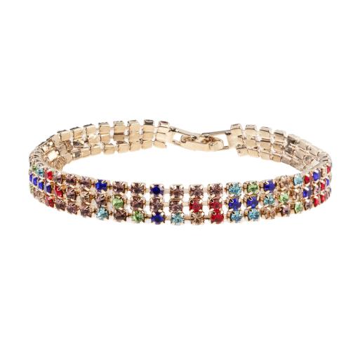 Pulseira de liga de zinco, with Strass, banhado, joias de moda & para mulher, Mais cores pare escolha, 8.50mm, comprimento 18 cm, vendido por PC