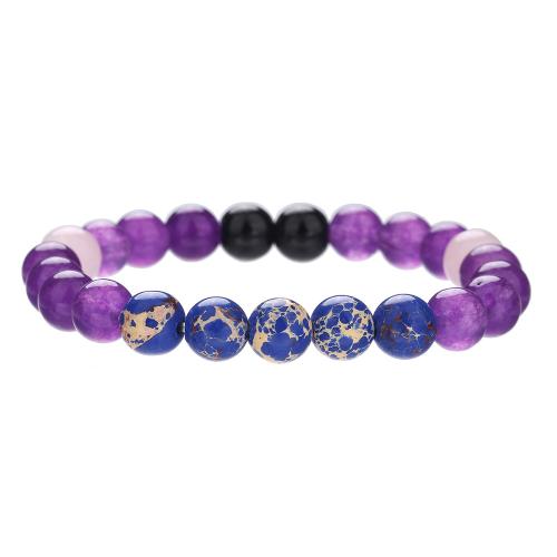 Gemstone Armbånd, Ædelsten, mode smykker & Unisex, blandede farver, 8mm, Længde Ca. 18 cm, Solgt af PC