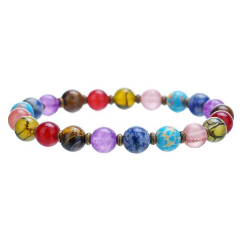 Gemstone Bracelets fashion jewelry & Unisex mixed colors 8mm Length 18 cm Sold By PC