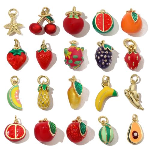 Messing hangers, fruit, gold plated, Andere vorm voor keuze & DIY & glazuur, meer kleuren voor de keuze, nikkel, lood en cadmium vrij, 3pC's/Bag, Verkocht door Bag