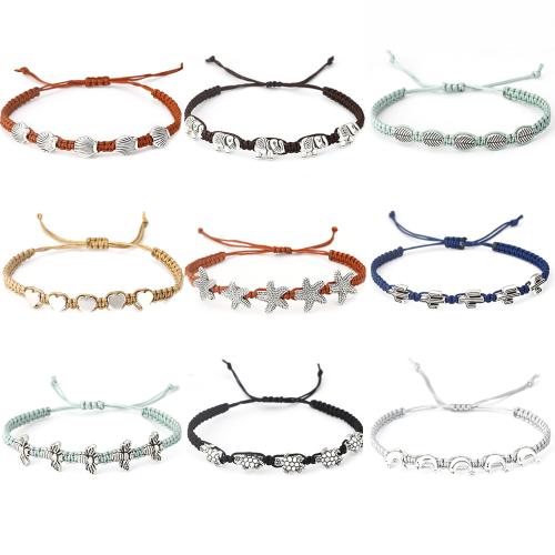 Knot Cord Bracelet with Zinc Alloy handmade & Adjustable & fashion jewelry & Unisex mixed colors Length Approx 16-26 cm Sold By PC