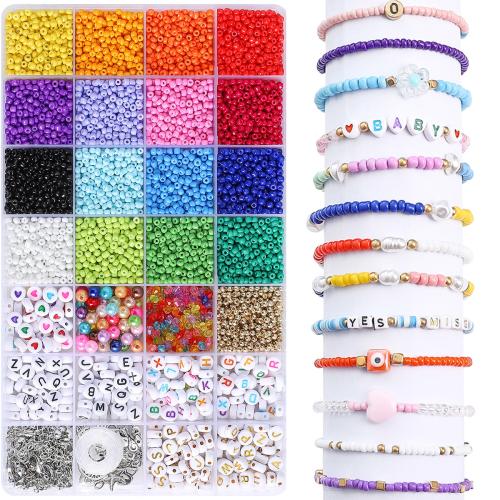 Blandet Glass Seed Beads, Seedbead, du kan DIY, blandede farver, Solgt af Box