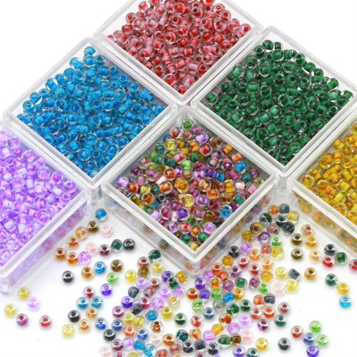 Blandet Glass Seed Beads, Seedbead, du kan DIY, flere farver til valg, 4mm, Hole:Ca. 1mm, Ca. 160pc'er/Bag, Solgt af Bag