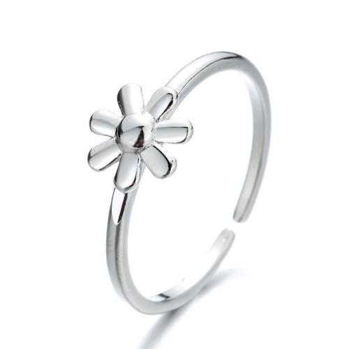 Brass Finger Ring Daisy plated for woman platinum color Sold By PC