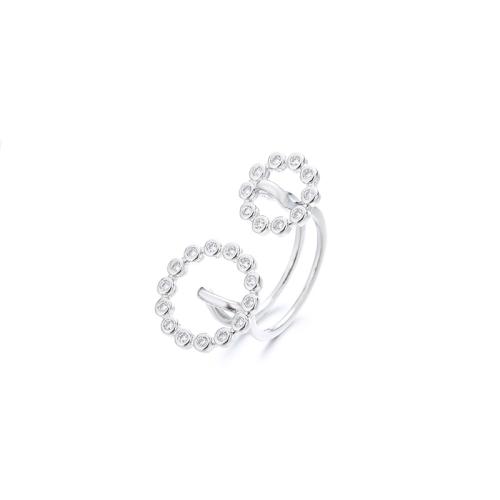 Cubique anneau en laiton Circonia Micro Pave, Placage, pavé de micro zircon & pour femme, couleur platine, Vendu par PC