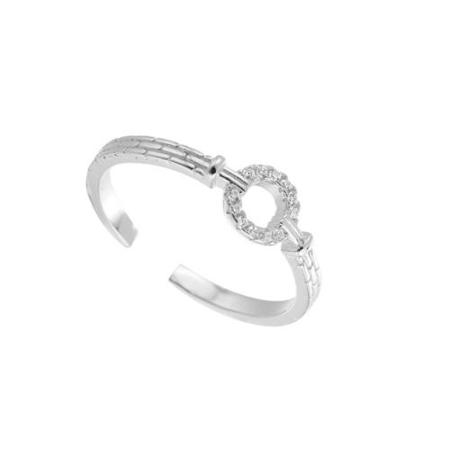 Cúbicos Circonia Micro Pave anillo de latón, metal, chapado, micro arcilla de zirconia cúbica & para mujer, color de platina, Vendido por UD