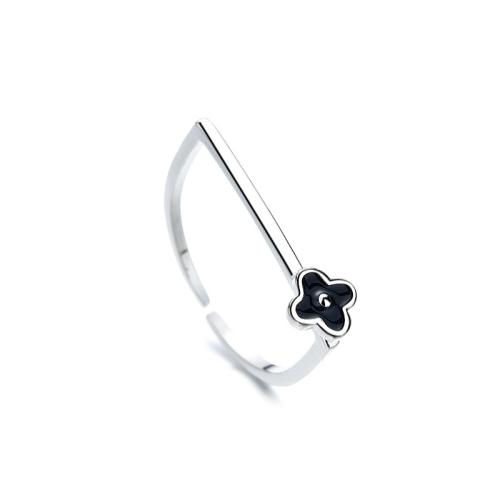 Brass Finger Ring petals plated for woman & enamel platinum color Sold By PC