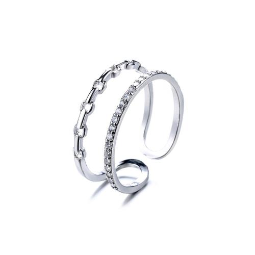 Cúbicos Circonia Micro Pave anillo de latón, metal, chapado, micro arcilla de zirconia cúbica & para mujer, color de platina, Vendido por UD