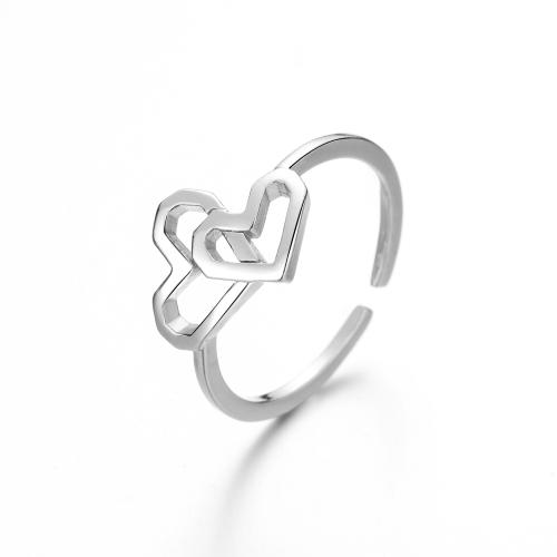 Brass Finger Ring Heart plated for woman platinum color Sold By PC