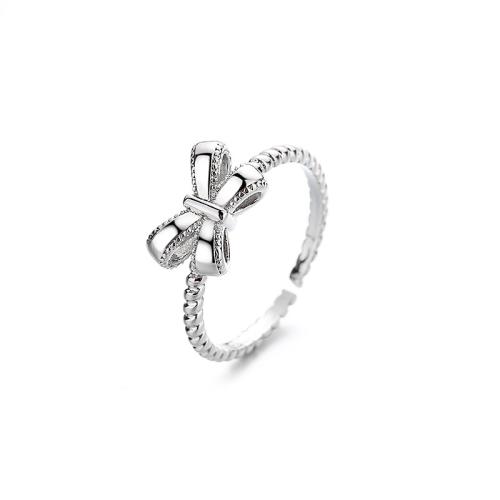 Mässing Finger Ring, Bowknot, plated, för kvinna, platina färg, Säljs av PC