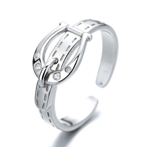 Kubieke Circonia Micro Pave Brass Ring, Messing, plated, micro pave zirconia & voor vrouw, platina kleur, Verkocht door PC