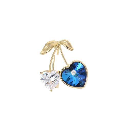 Crystal broche, Messing, met Oostenrijks kristal, plated, micro pave zirconia & voor vrouw, gouden, 20x19mm, Verkocht door PC