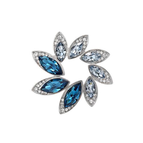 Crystal Brooch Brass with Austrian Crystal plated micro pave cubic zirconia & for woman silver color Sold By PC