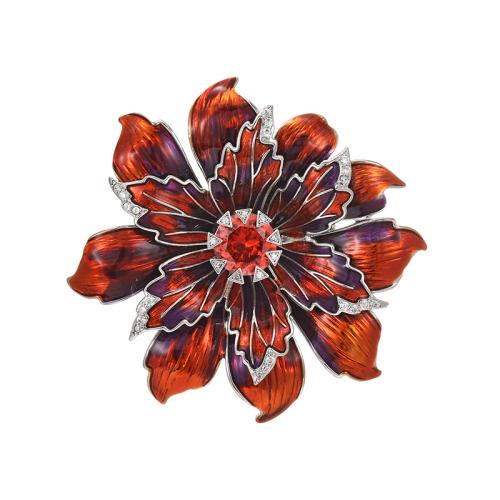 Bijuterias de broche da moda , cobre, micro pavimento em zircônia cúbica & para mulher & esmalte, prateado, 58x58mm, vendido por PC