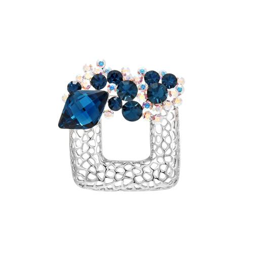 Crystal Brooch Brass with Austrian Crystal plated micro pave cubic zirconia & for woman silver color Sold By PC