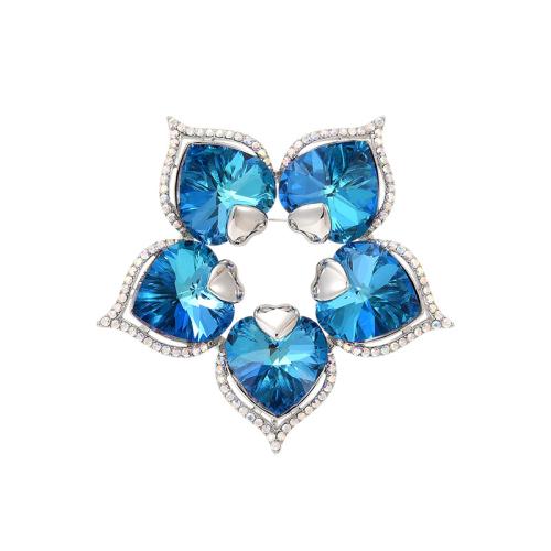 Crystal Brooch Brass with Austrian Crystal plated micro pave cubic zirconia & for woman silver color Sold By PC