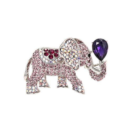 Crystal broche, Messing, met Oostenrijks kristal, plated, micro pave zirconia & voor vrouw, zilver, 34x51mm, Verkocht door PC