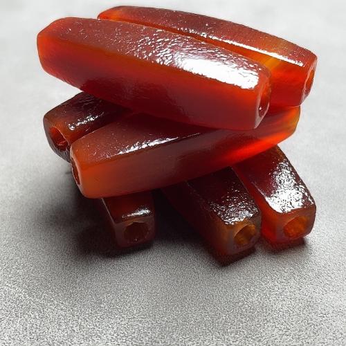 Φυσικά Χάντρες Red Agate, Γεωμετρικό μοτίβο, DIY, 10.50x40mm, Sold Με PC