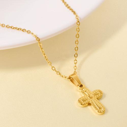 Stainless Steel Jewelry Necklace 304 Stainless Steel with 5CM extender chain Cross plated for woman Length 40 cm Sold By PC