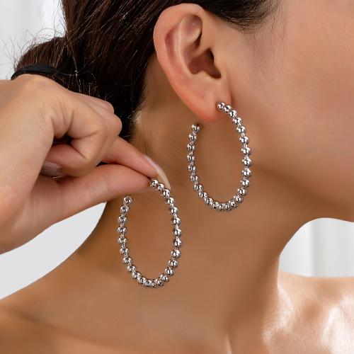 Boucle d'oreille dormeuse en alliage de zinc, Placage de couleur argentée, pour femme, protéger l'environnement, sans nickel, plomb et cadmium, Vendu par paire