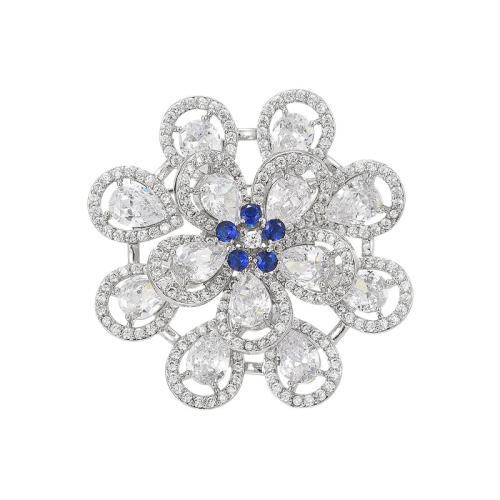 Cubic Zirconia Spilla, ottone, placcato, Micro spianare cubic zirconia & per la donna, argento, 40x40mm, Venduto da PC