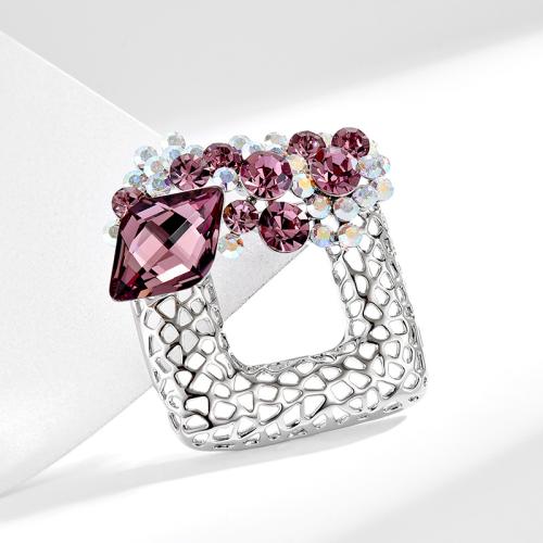 Crystal broche, Messing, met Oostenrijks kristal, plated, micro pave zirconia & voor vrouw, zilver, 51x49mm, Verkocht door PC